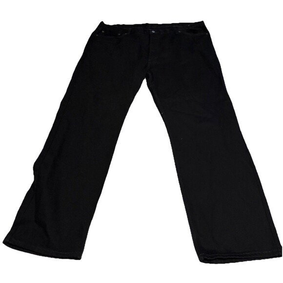 Levis 505 Jeans Mens 46x32 Black Casual Relaxed Straight Leg Denim Pants - Picture 1 of 11